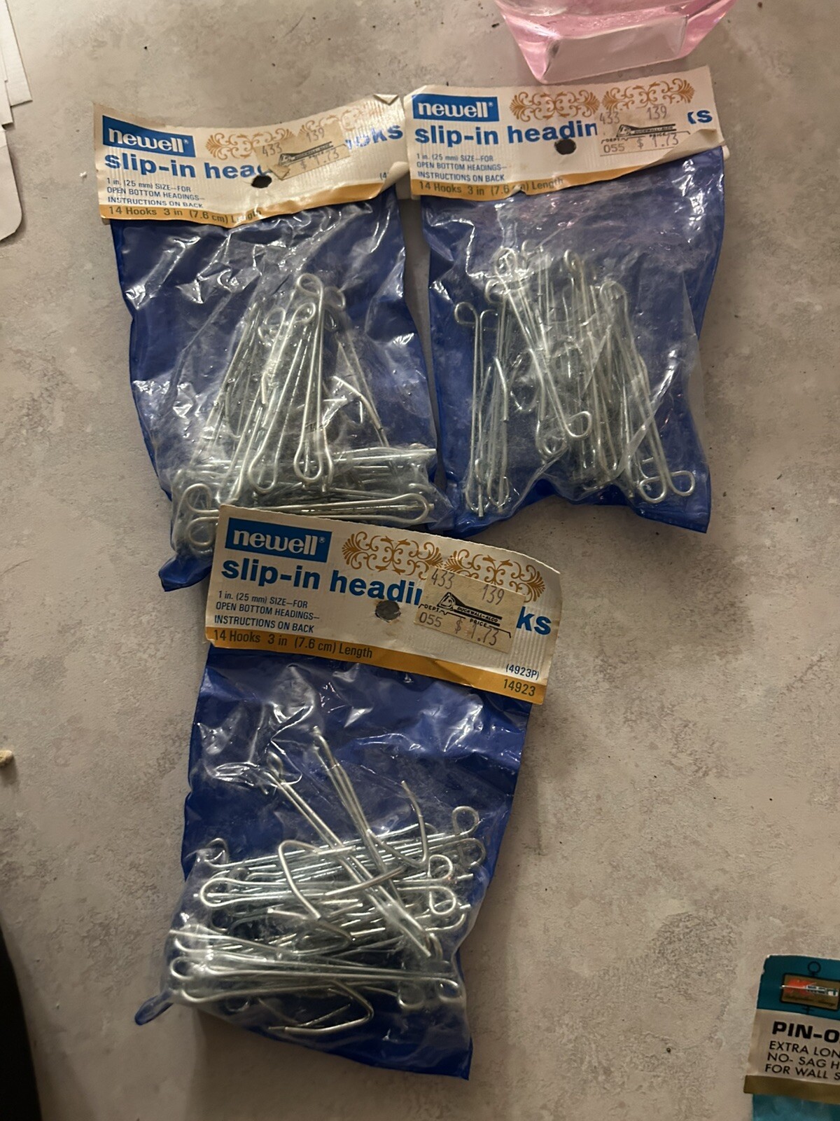 Slip-on Drapery Hooks 3″ for Traverse Rod 14 Count 1″ drop – Newell NEW 3 Packs