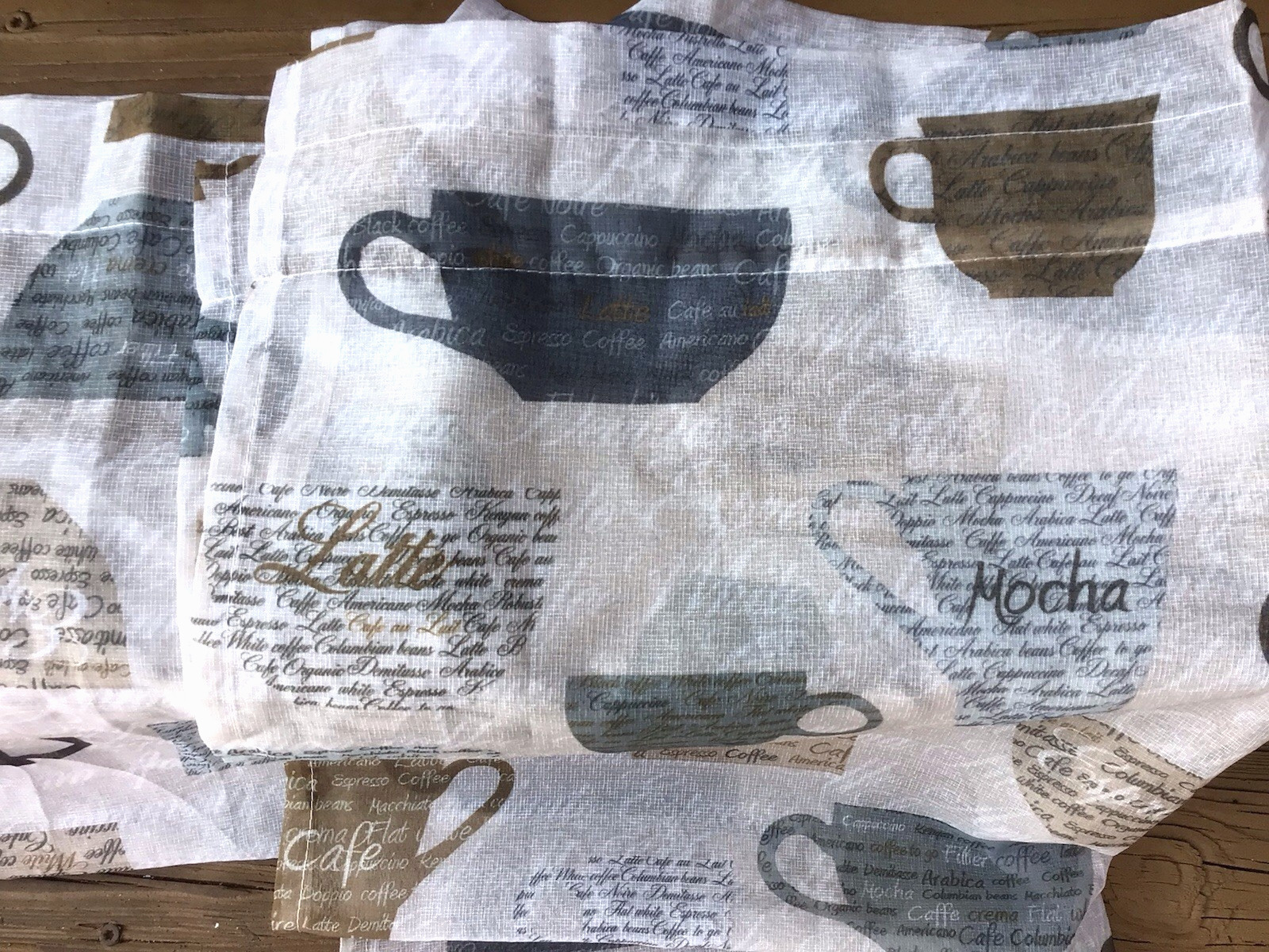 2 Panels (One Pair) 27″X36″ Unbranded Coffee Cup Pictures Sheer Curtains