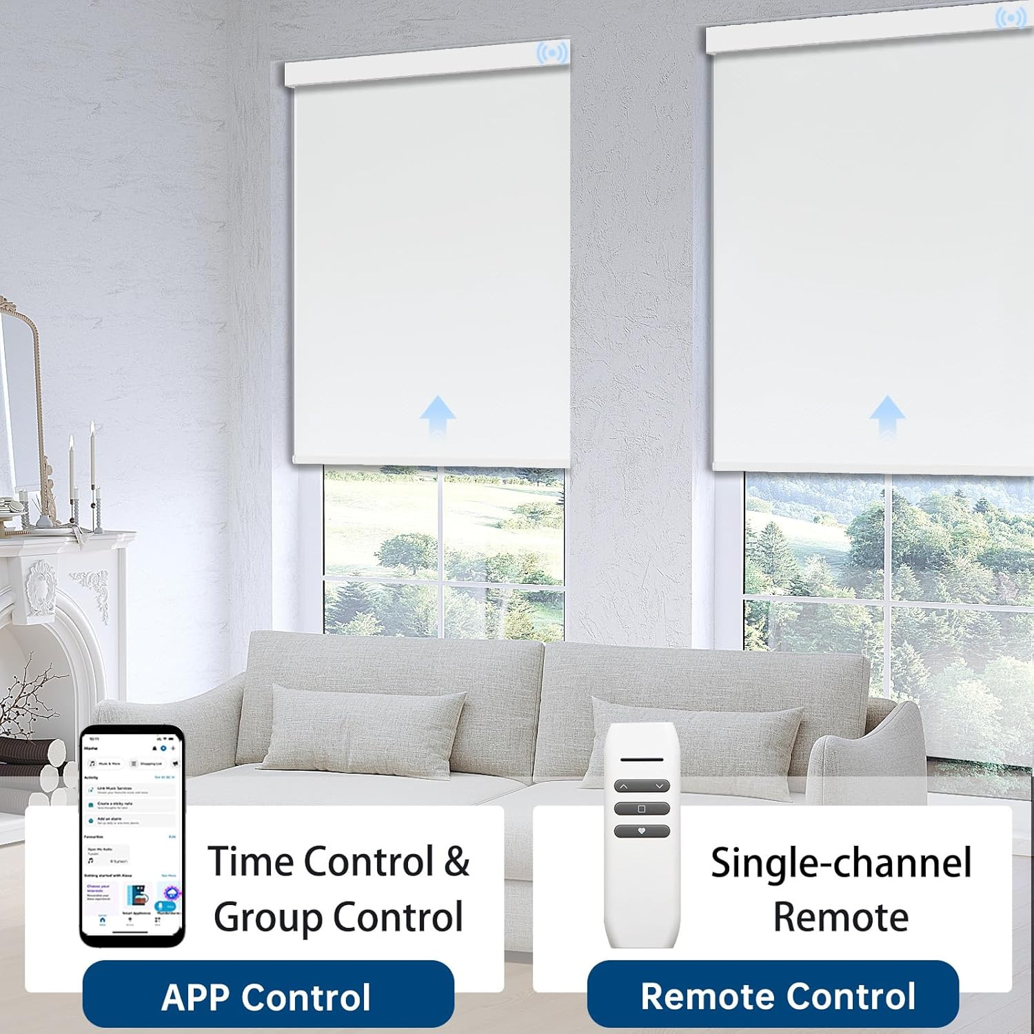 Motorized Blackout Blinds with Remote Control for Windows, 34″x72