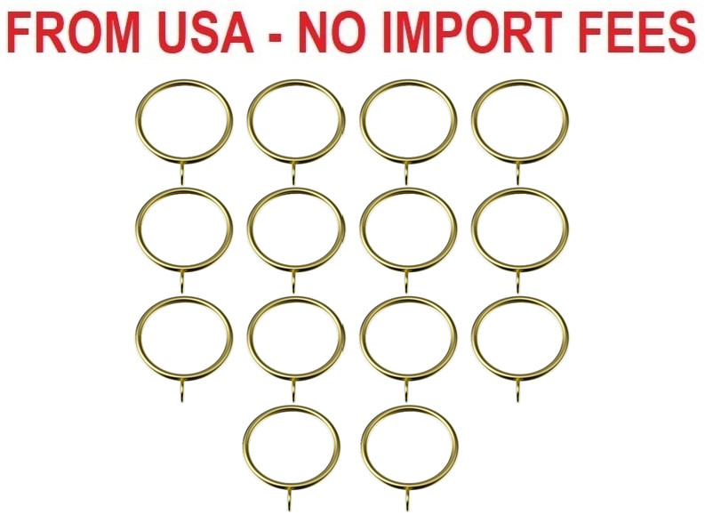 1.5 inch Inner Diameter, 14 Pack Curtain Rings with Eyelets, Gold | Metal Draper