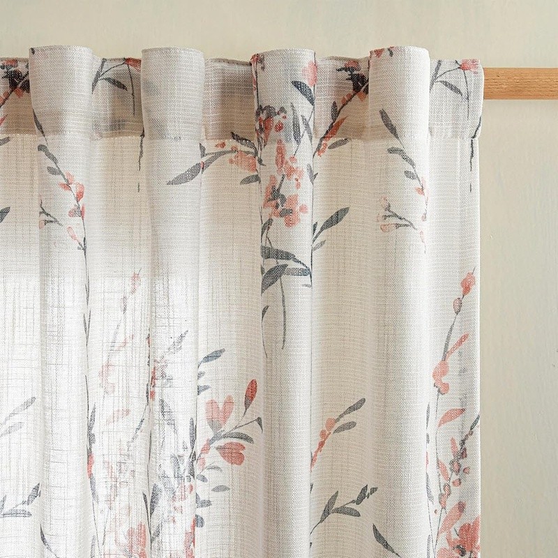 Light Filtering Semi Sheer Curtain Panels 100 Inch Width Home Decor Fabric New