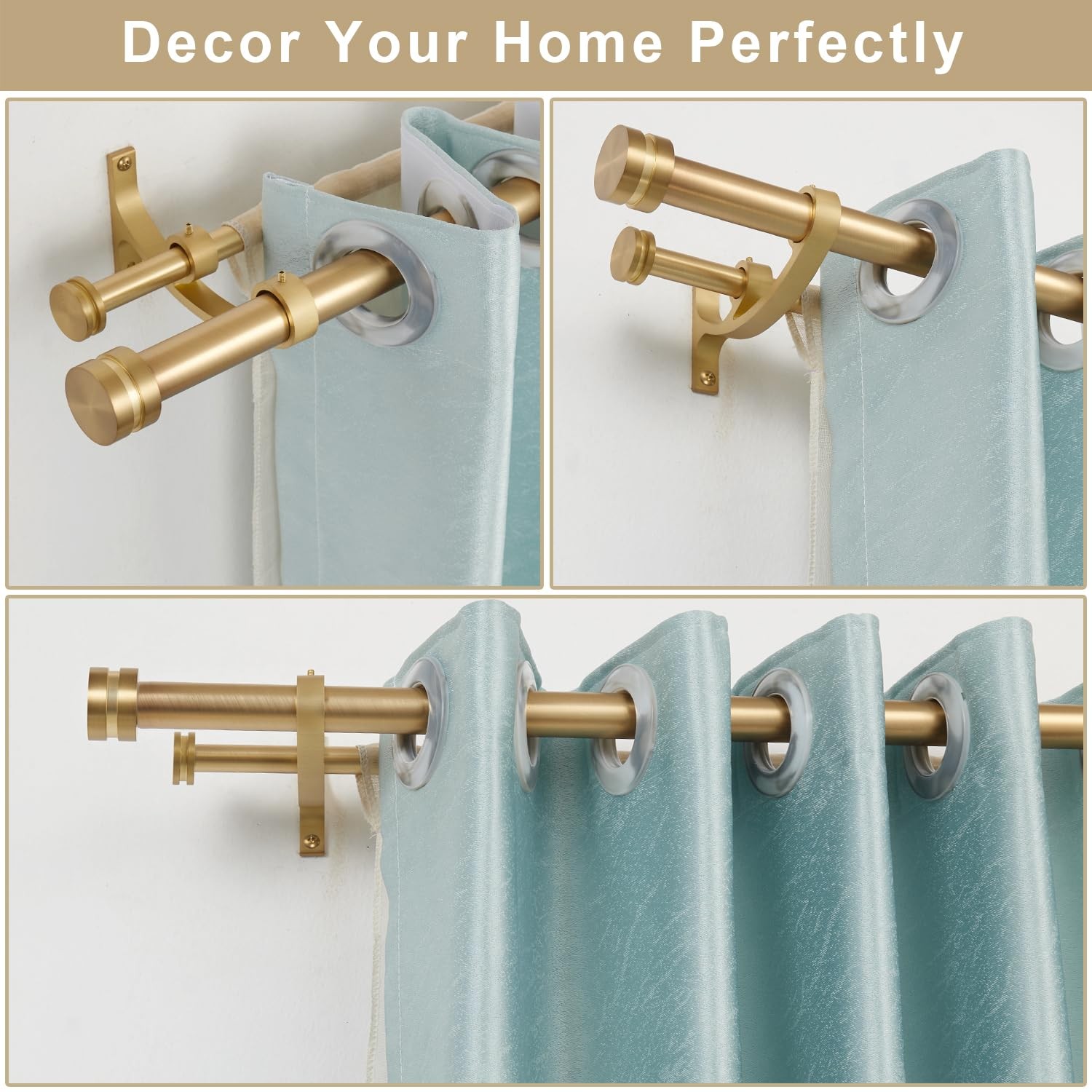 Joodxoe Double Drapery Curtain Rods 72-144 Telescoping Curtain Rod 1Inch Large