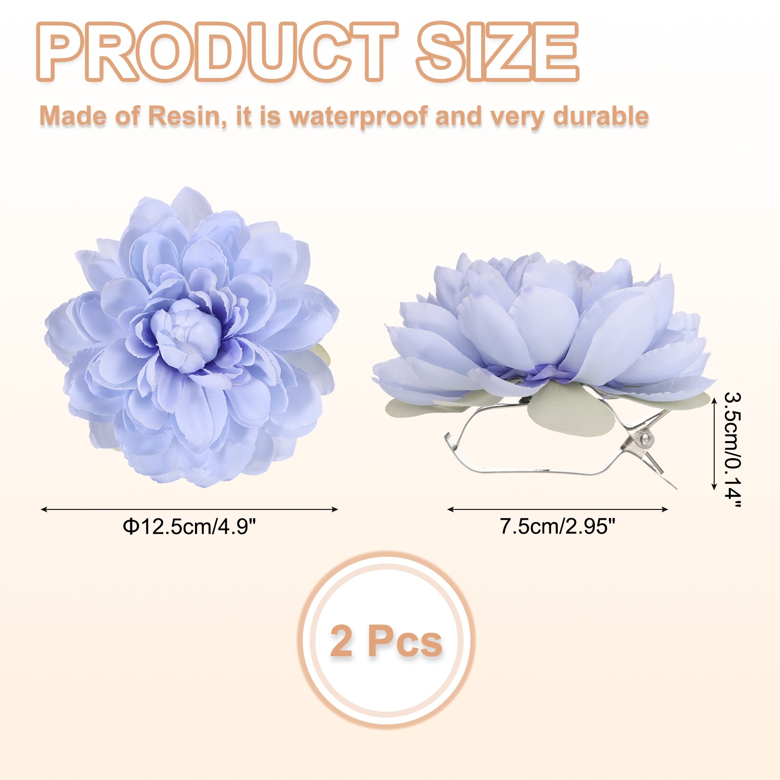 2 Pack Artificial Lotus Flower Curtain Tiebacks Clips, Sky Blue