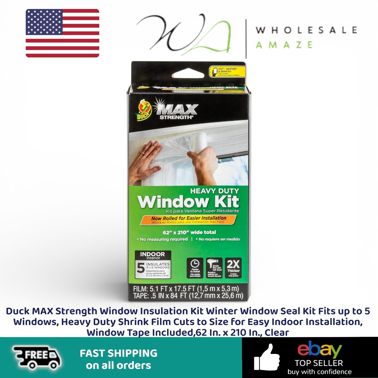 Duck MAX Strength Window Insulation Kit Winter Window Seal Kit Fits up to 5 Wind