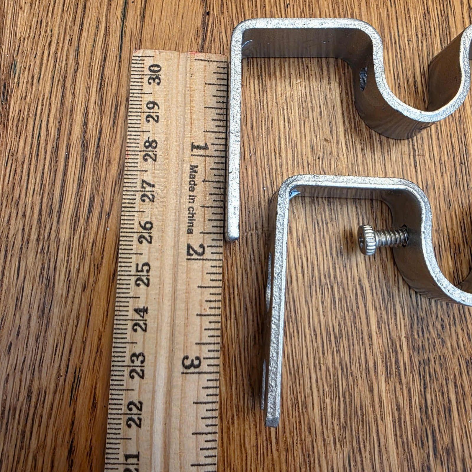 Brushed Nickel Double Curtain Rod Brackets Wall Mount Silver Set of 2
