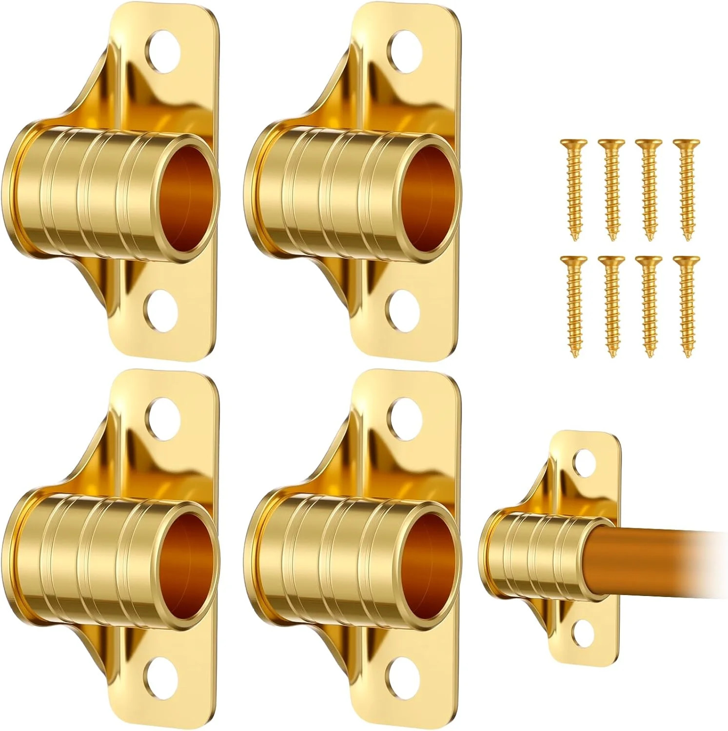 MorningRo 4 Pcs Outside Mount Curtain Rod Bracket 3/8″ Brass Bracket Set for 3/8
