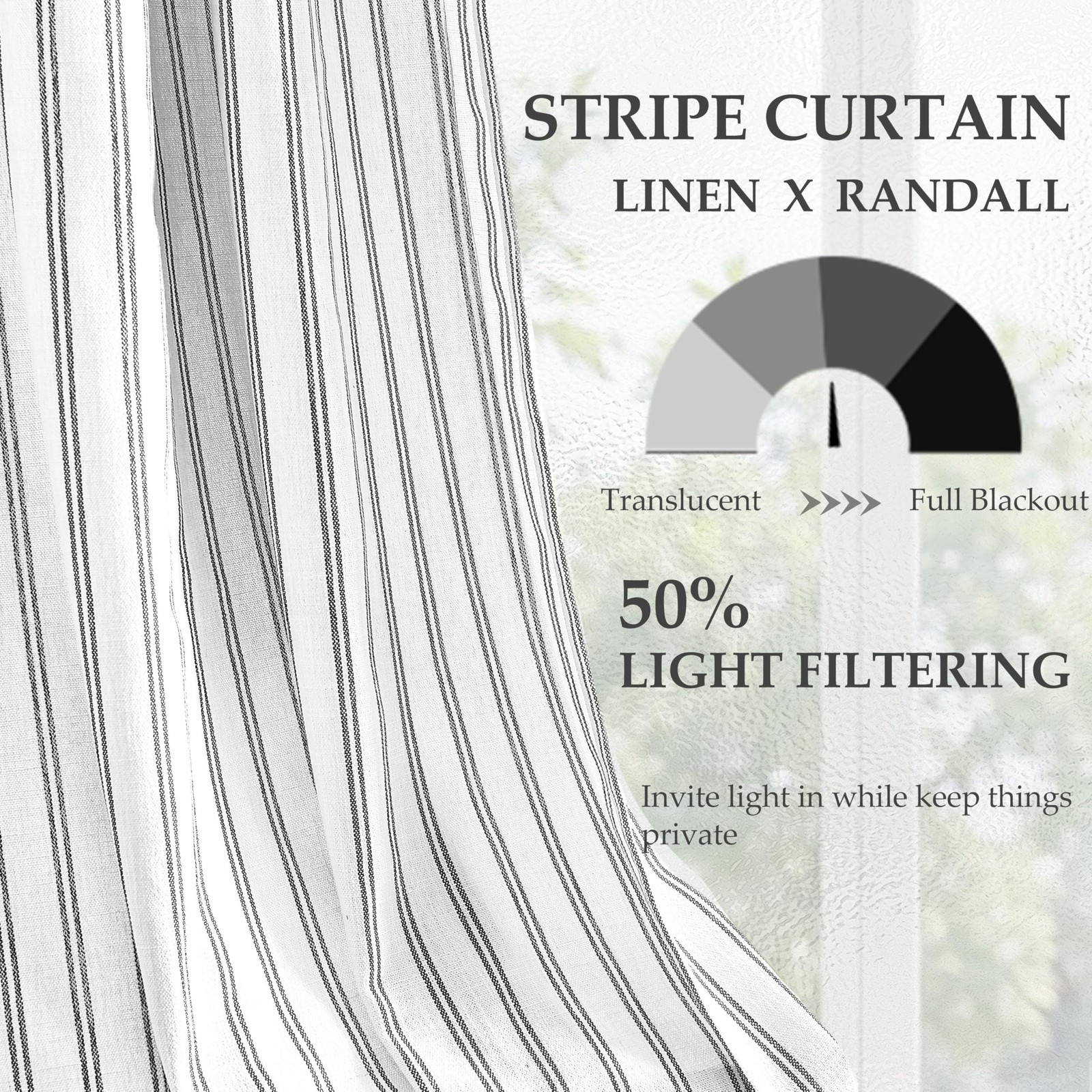 Linen Blend Yarn Dyed Striped Curtain for Living Room,Panels,90″