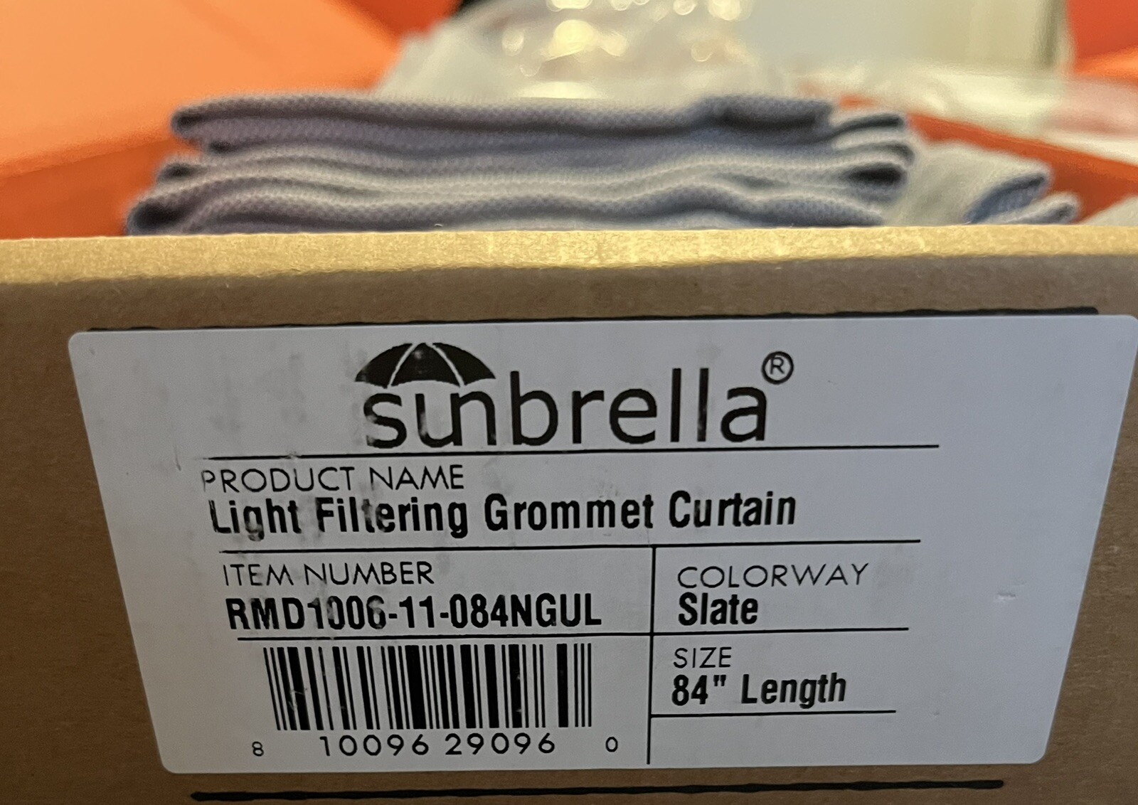 NEW Set Sunbrella Light Filtering Curtain Panels Slate Gray 84″