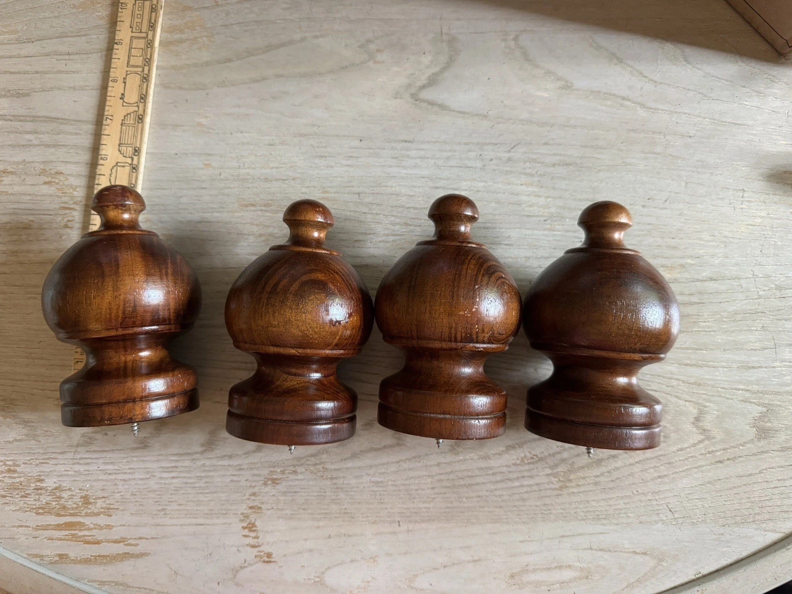 4 Curtain Rod Finials Approximately 5” Long And 2 1/8 Interior Diameter