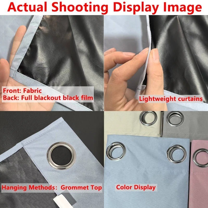 Pair of Blackout Curtains Eyelet Ring Top Ready Made Thick Thermal Curtain Set