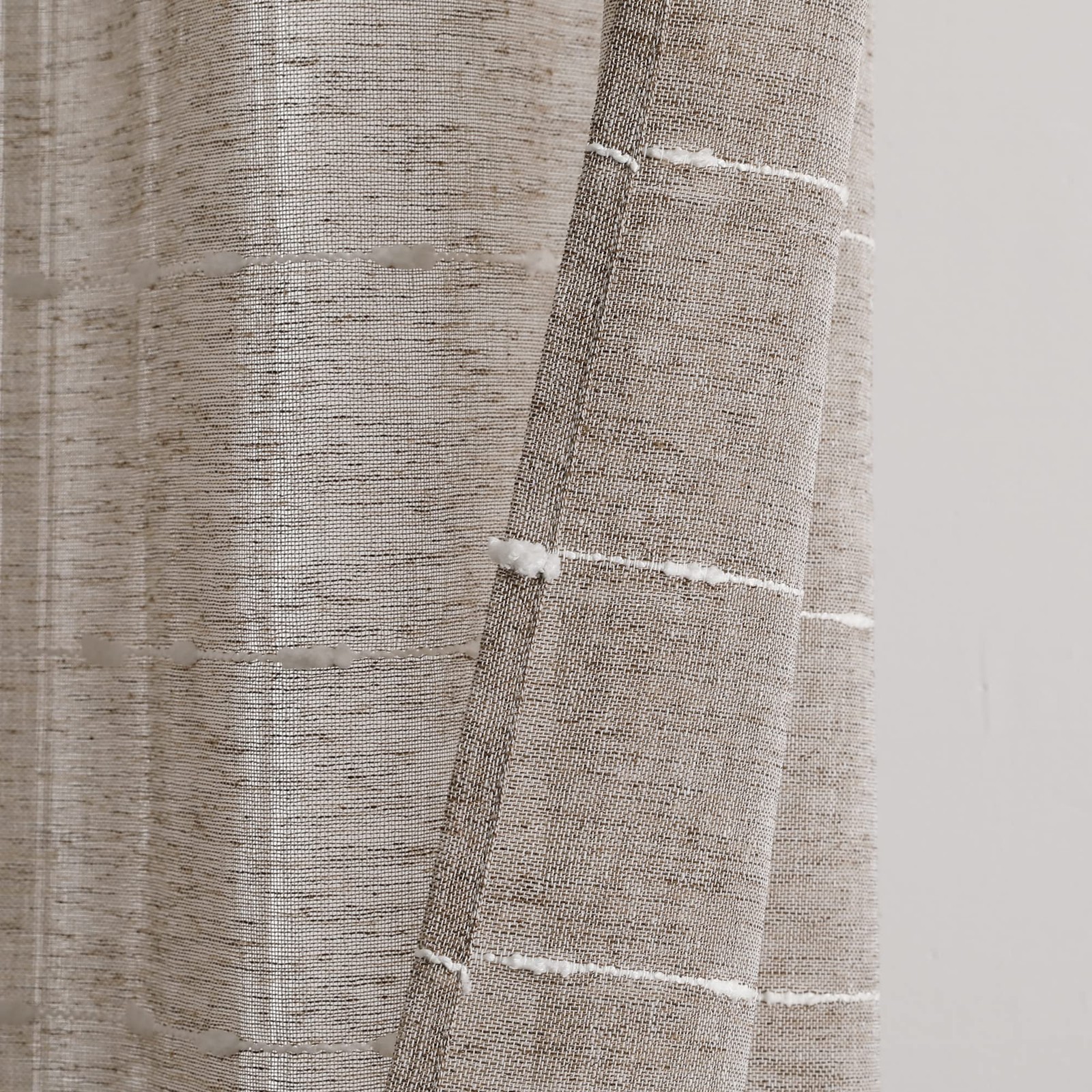 Farmhouse Textured Grommet Sheer Window Curtain Panel Pair 38w X 120l B