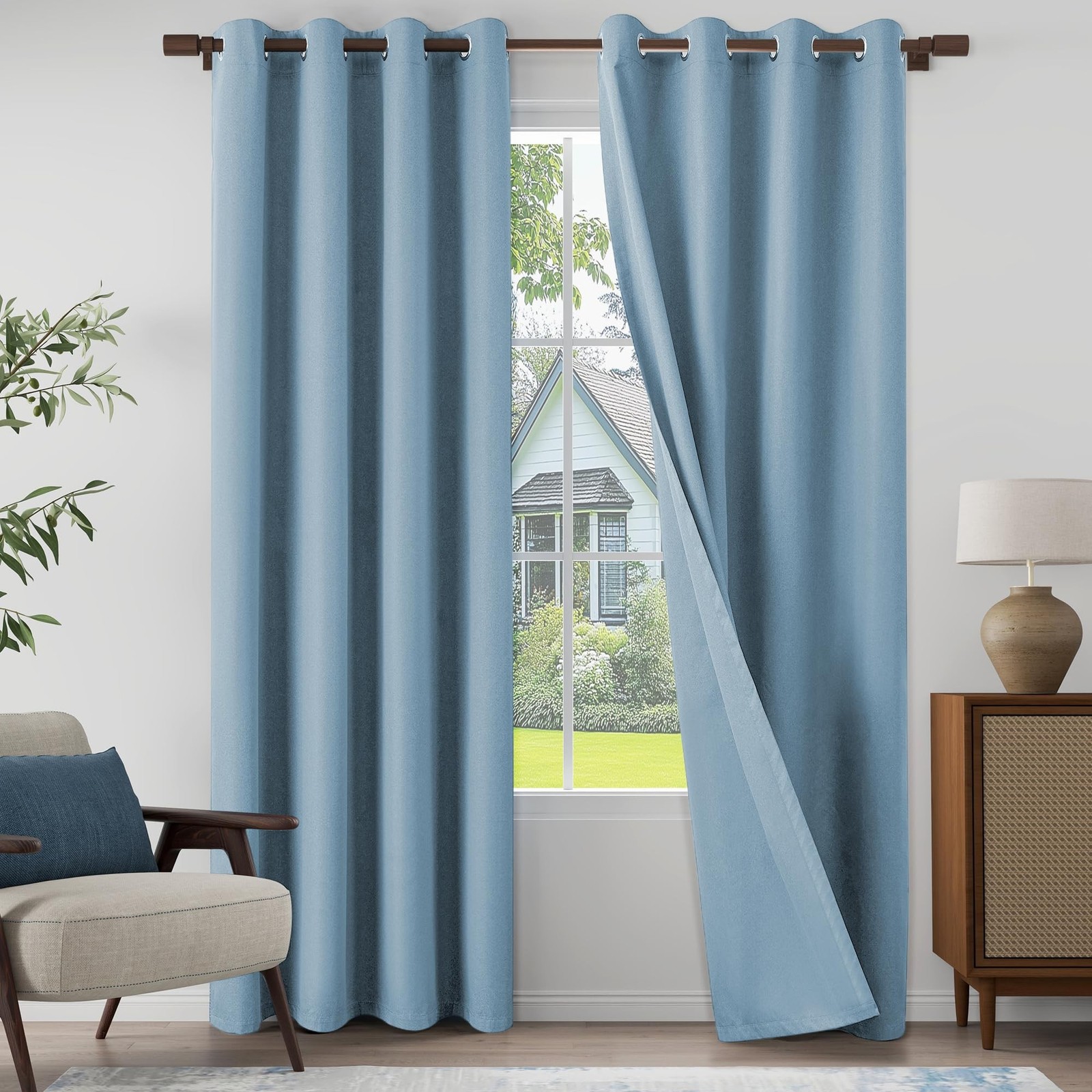 100% Blackout Linen Textured Curtains for Living Room, Bedroom, Light Weight …