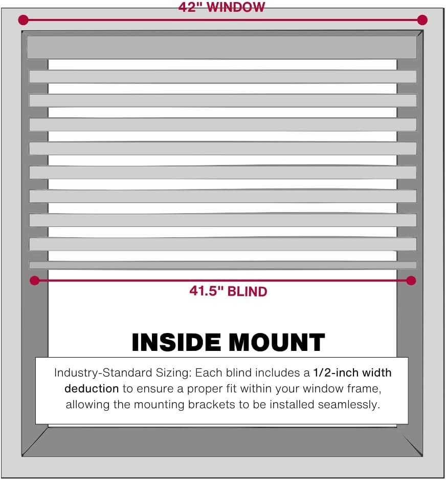 Lotus & Windoware Cordless, 2 Inch Faux Wood Blind, 42″ Wide x 72″ Long White