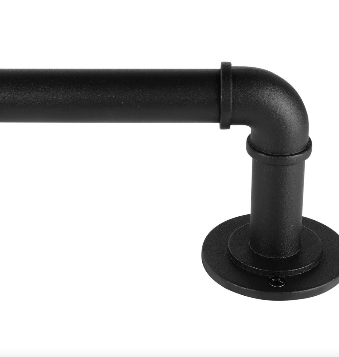 Industrial Curtain Rods for Windows 66 to 120 Inches, 95-150 INCH, Black