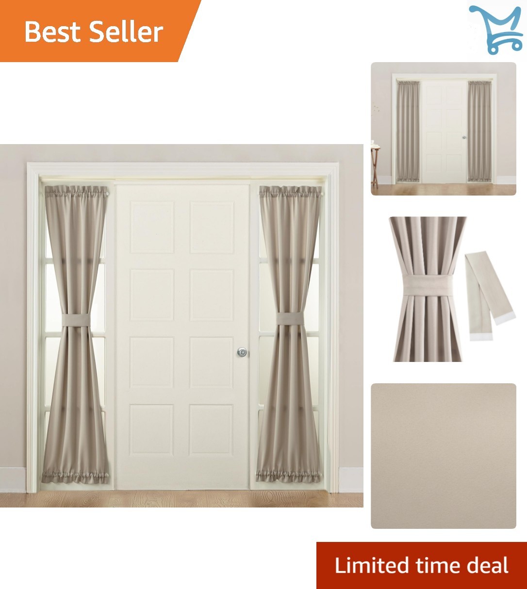 Door Sidelight Curtain Panel Polyester 26×72 Room Darkening Noise Reduction
