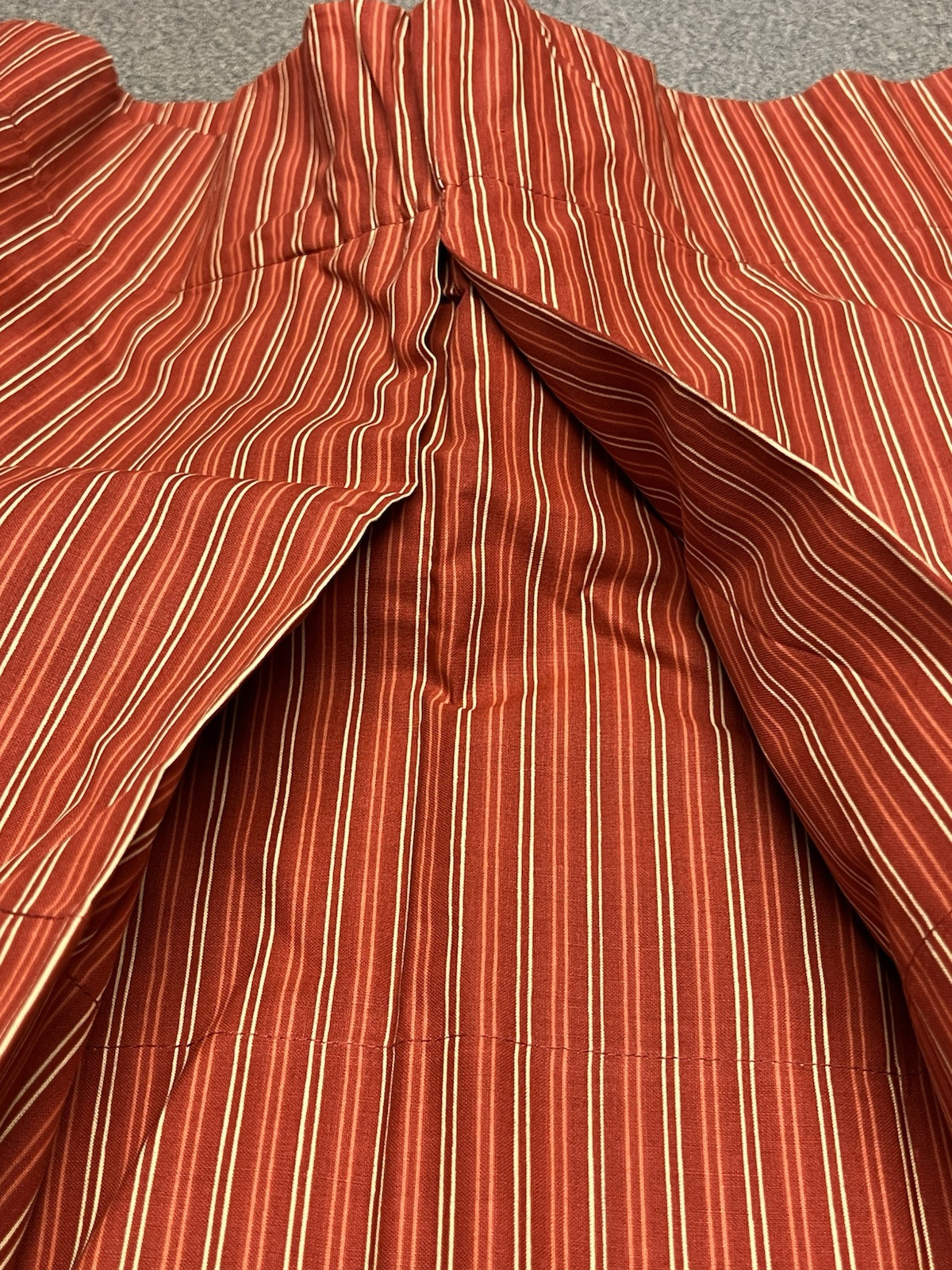 Martha Stewart Valance Red And Tan Striped Front Pleat Detail Fits: 52” X 15”