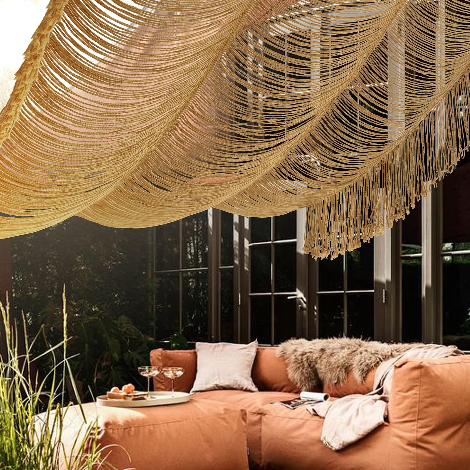 Macrame Curtain Boho Curtain Doorway Window Wall Decor Fiber Yarn Art Handwov…