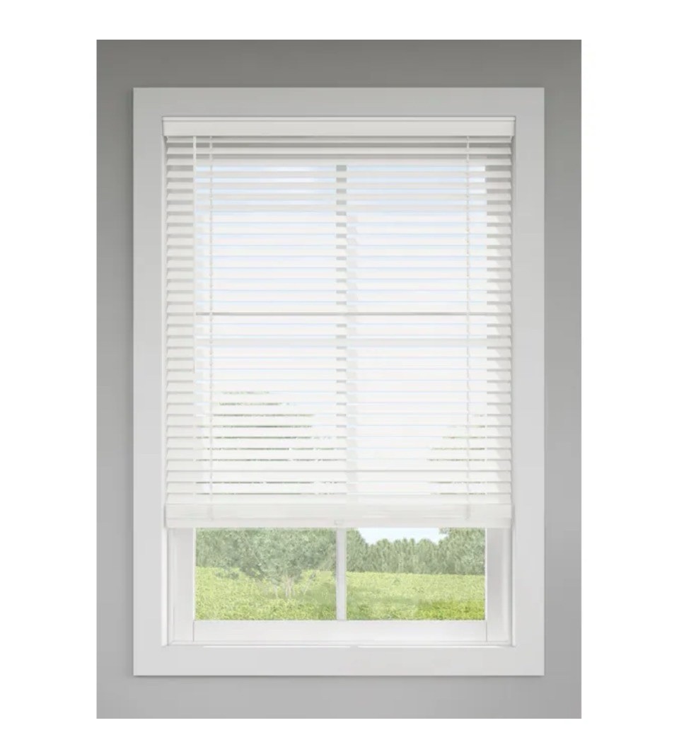 Levolor 47-in X 64-in 2 in Slat Cordless White Faux Wood Blinds