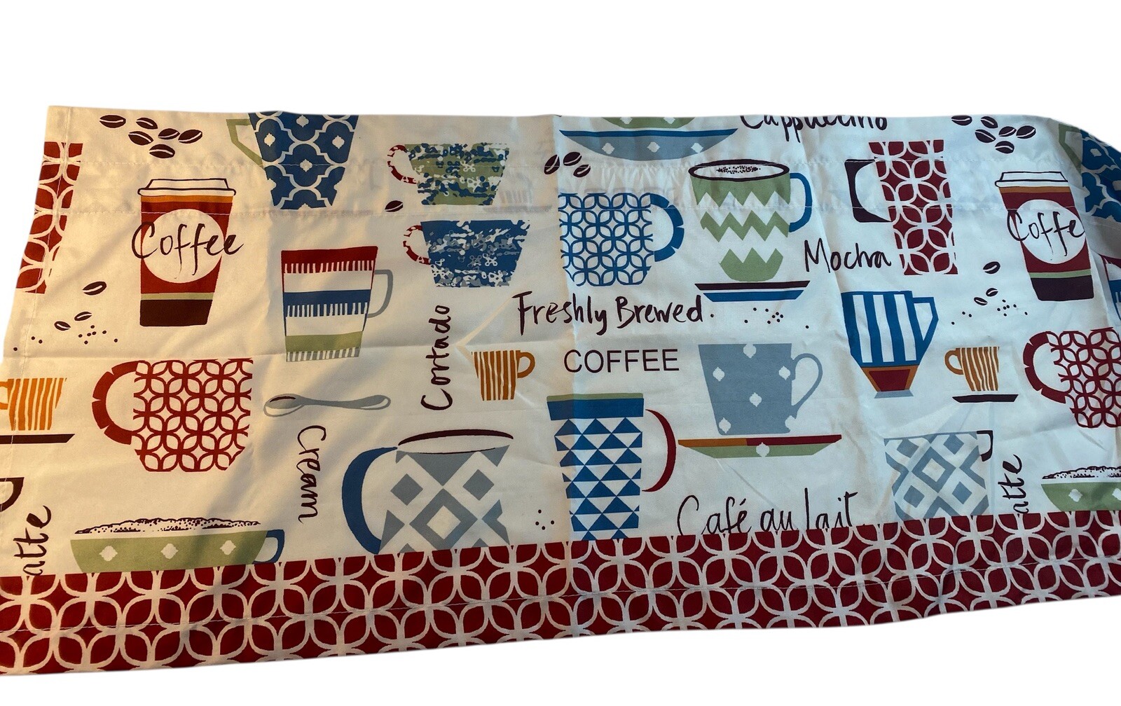 Kitchen Curtain Valance Coffee Themed 14 x 60 w Rod Pocket Multicolor