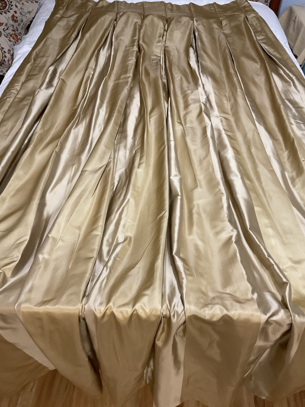 Restoration Hardware Thia Silk CurtainsPleated Interlined Thermal/ Gold/Tan