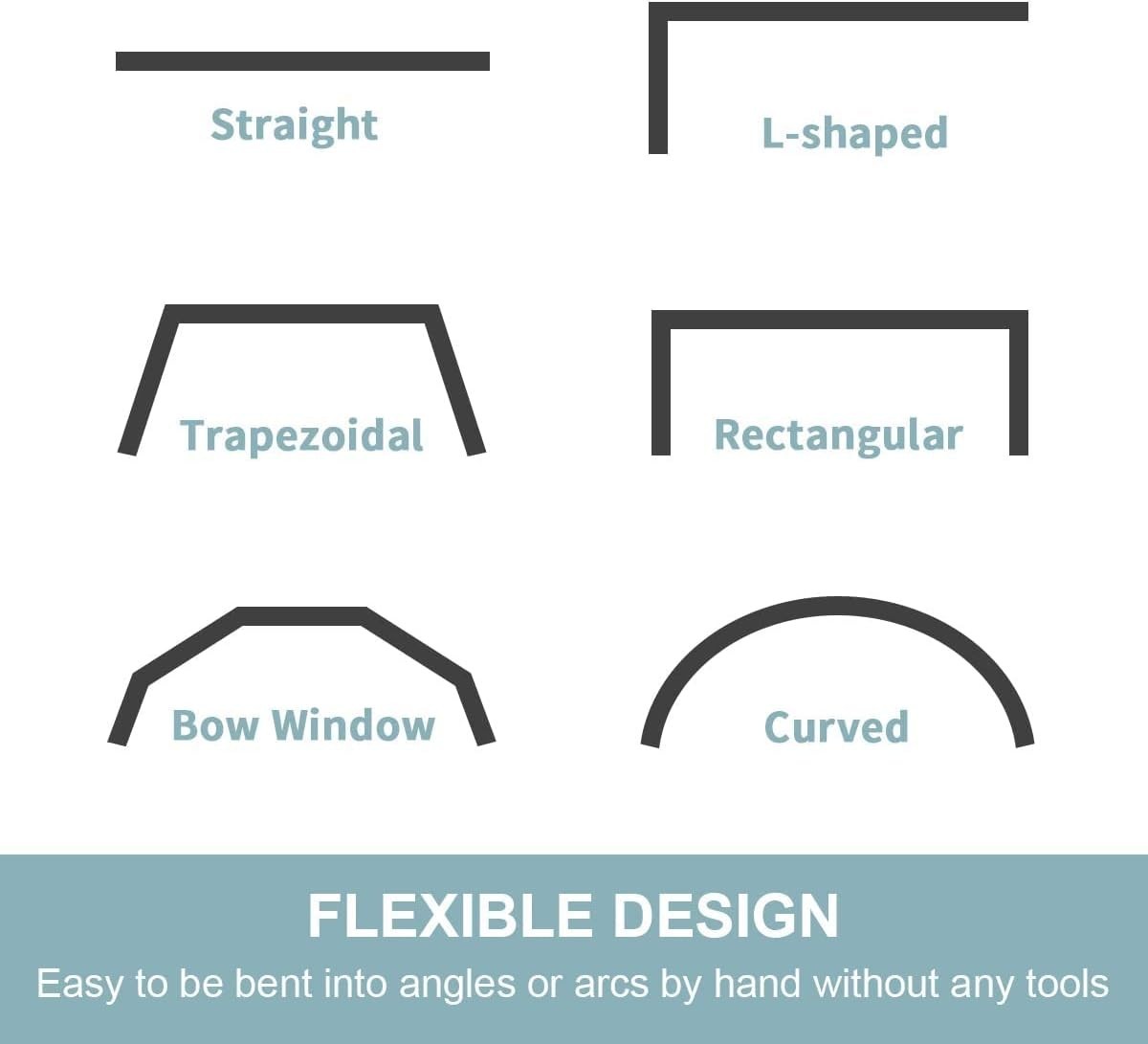 Black Flexible Ceiling Track 12 ft – Curved Curtain Rails, Room Divider, Ceil…