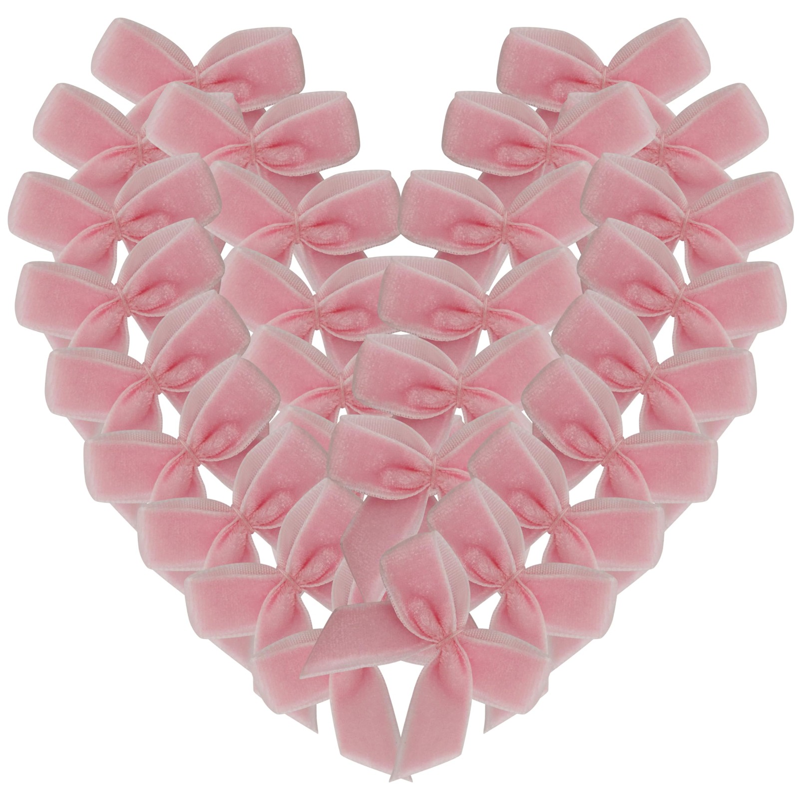 50pcs 1.2-Inch Mini Ribbon Bows in Baby Pink Velvet for Crafts Small Applique…