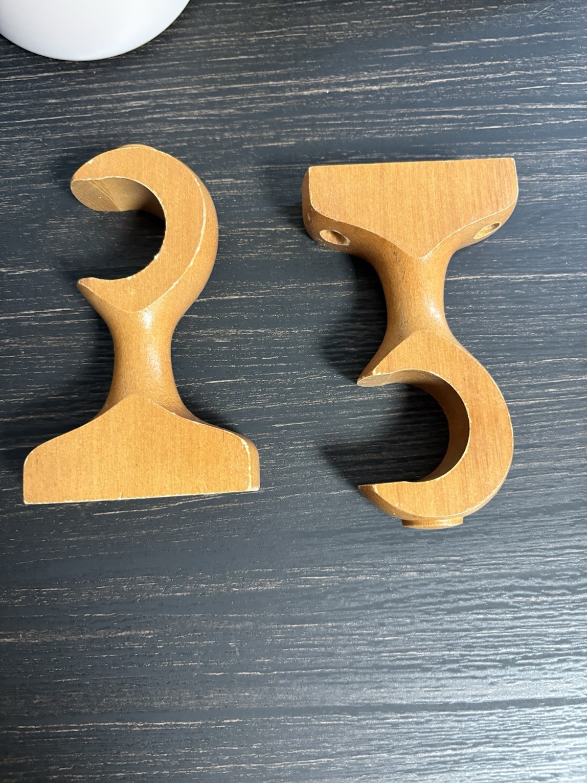 Wood Curtain Rod Brackets Wall Mounted Brown 2in Diameter Solid Plain Set of 2
