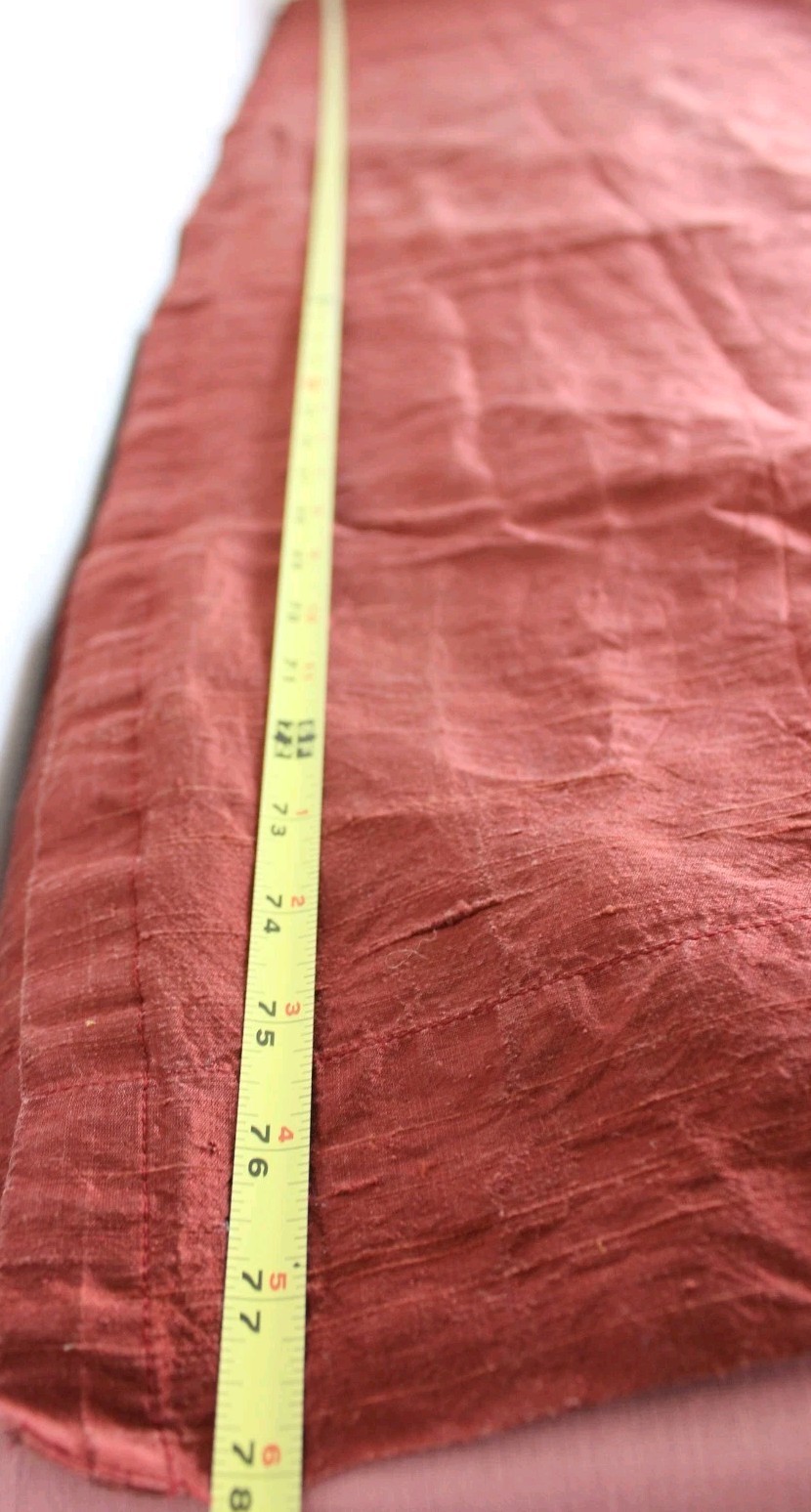 Oxblood Red 100% Silk Drapery Panel 40×78 Lined Rod Pocket Curtain Vintage 1990s