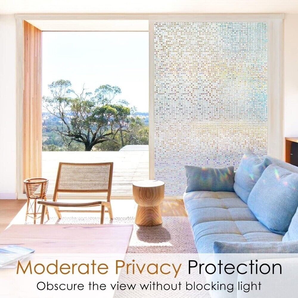 rabbitgoo Frosted Window Film Privacy Static Cling Stained Glass Film Decoration