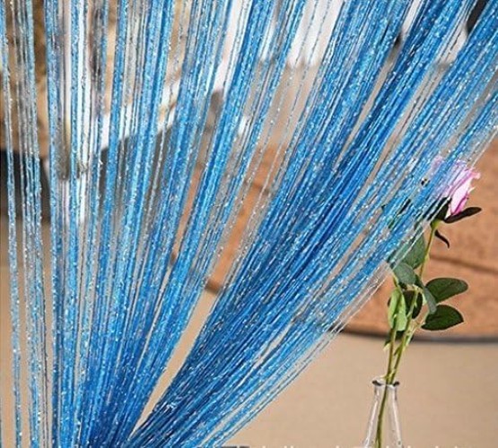 Blackout String Curtain in Sky Blue – Romantic Fringe for Living Room & Bedroom