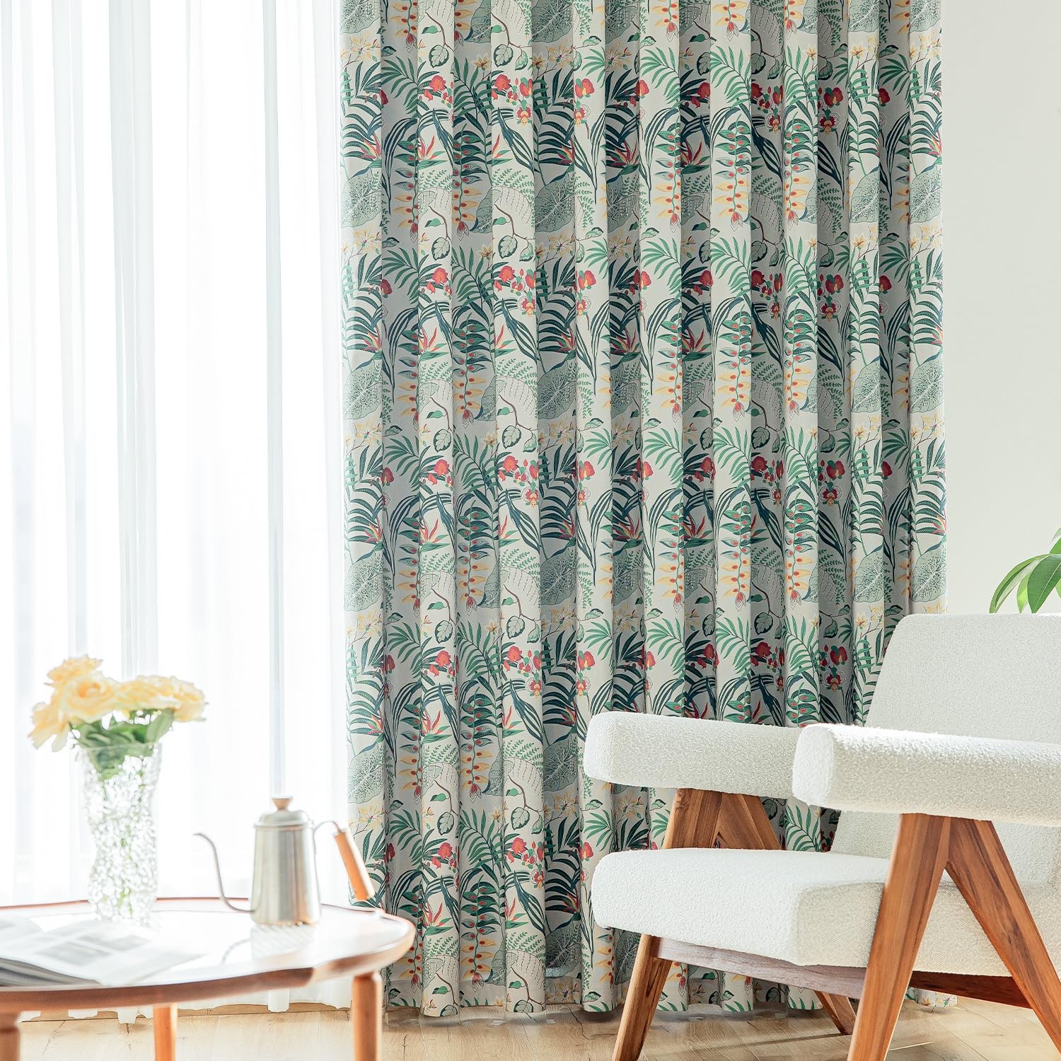 VOGOL Faux Linen Polyester Cotton Window Treatments 2 Panels 52 x 96 Inches