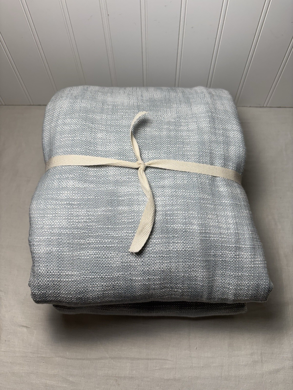 Pottery Barn Seaton Textured Cotton Blackout Curtain ~ 50” x 96” ~ Mineral Blue