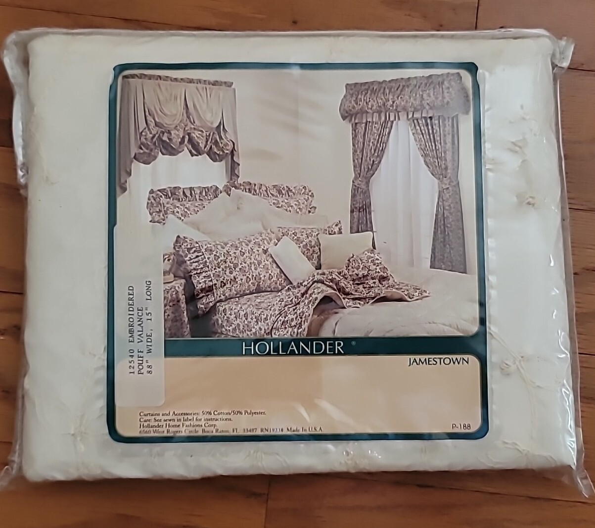 Vintage Hollander Embroidered Jamestown Pouf Valance #12540 88″ W x 15″ L New