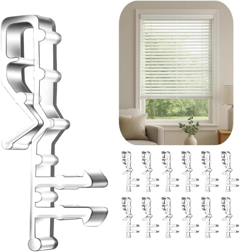 12 Pcs 2-1/8 Inch Hidden Channel Valance Clips, Clear Plastic Window Blind Clip