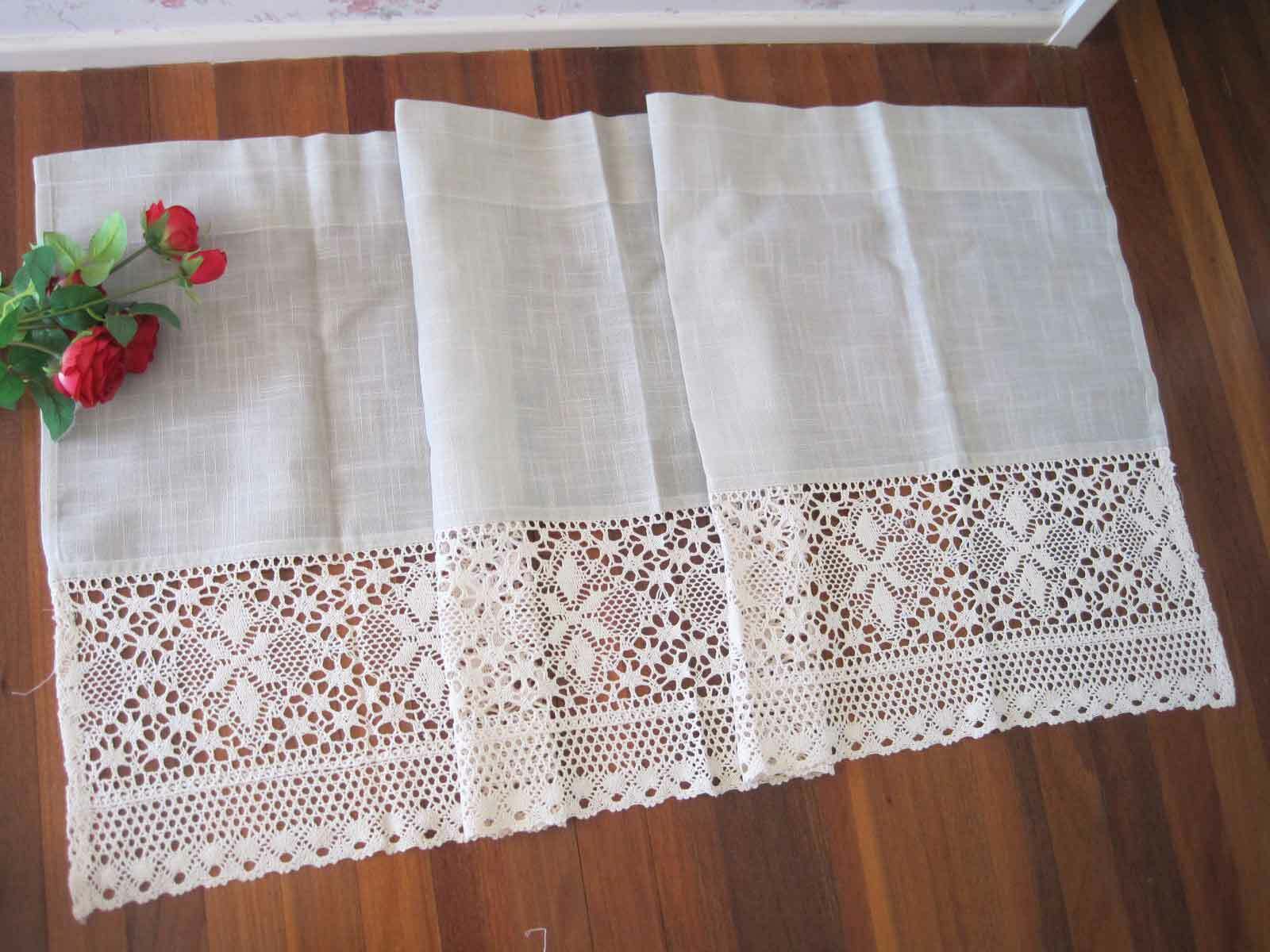 Clearance 55% OFF Elegant Extra Wide Crochet Lace Cotton Linen Grey Curtain