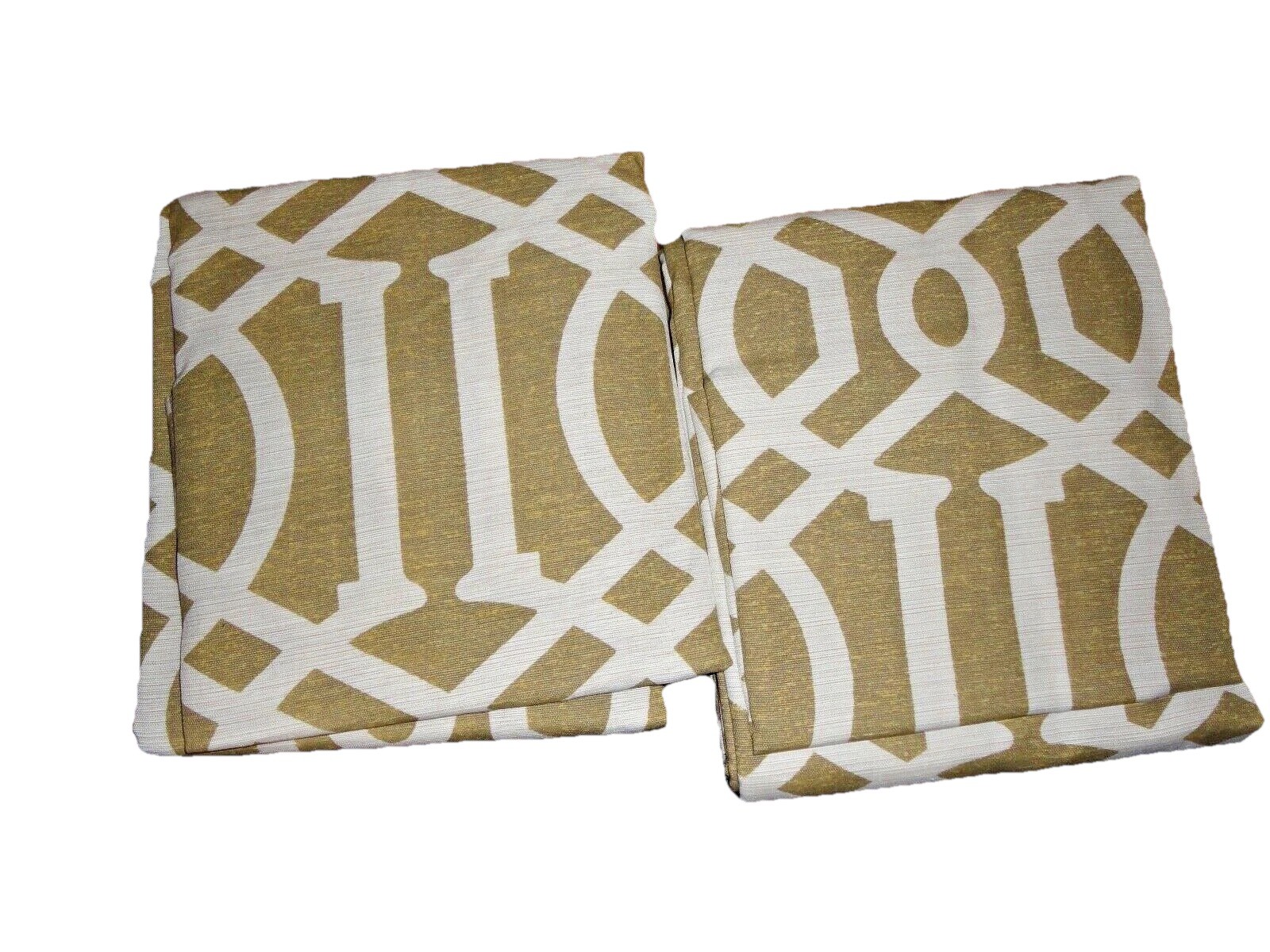 THRESHOLD CURTAIN PANEL TAUPE & CREAM FRETWORK (2) DRAPERY PANELS 54 X 84
