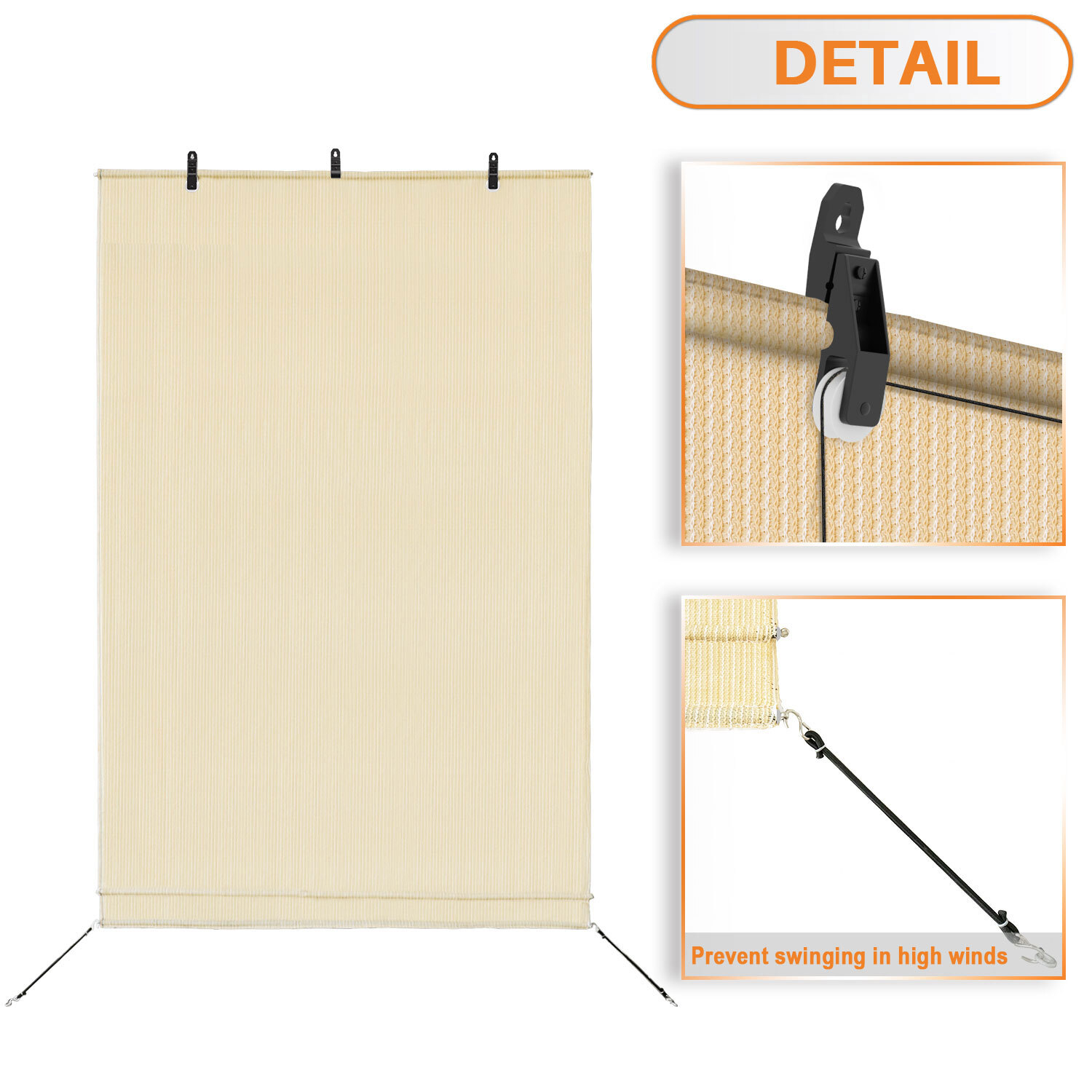 Roller Shade Roll Up Shade Office Blind for Outdoor Patio Balcony Porch Pergola
