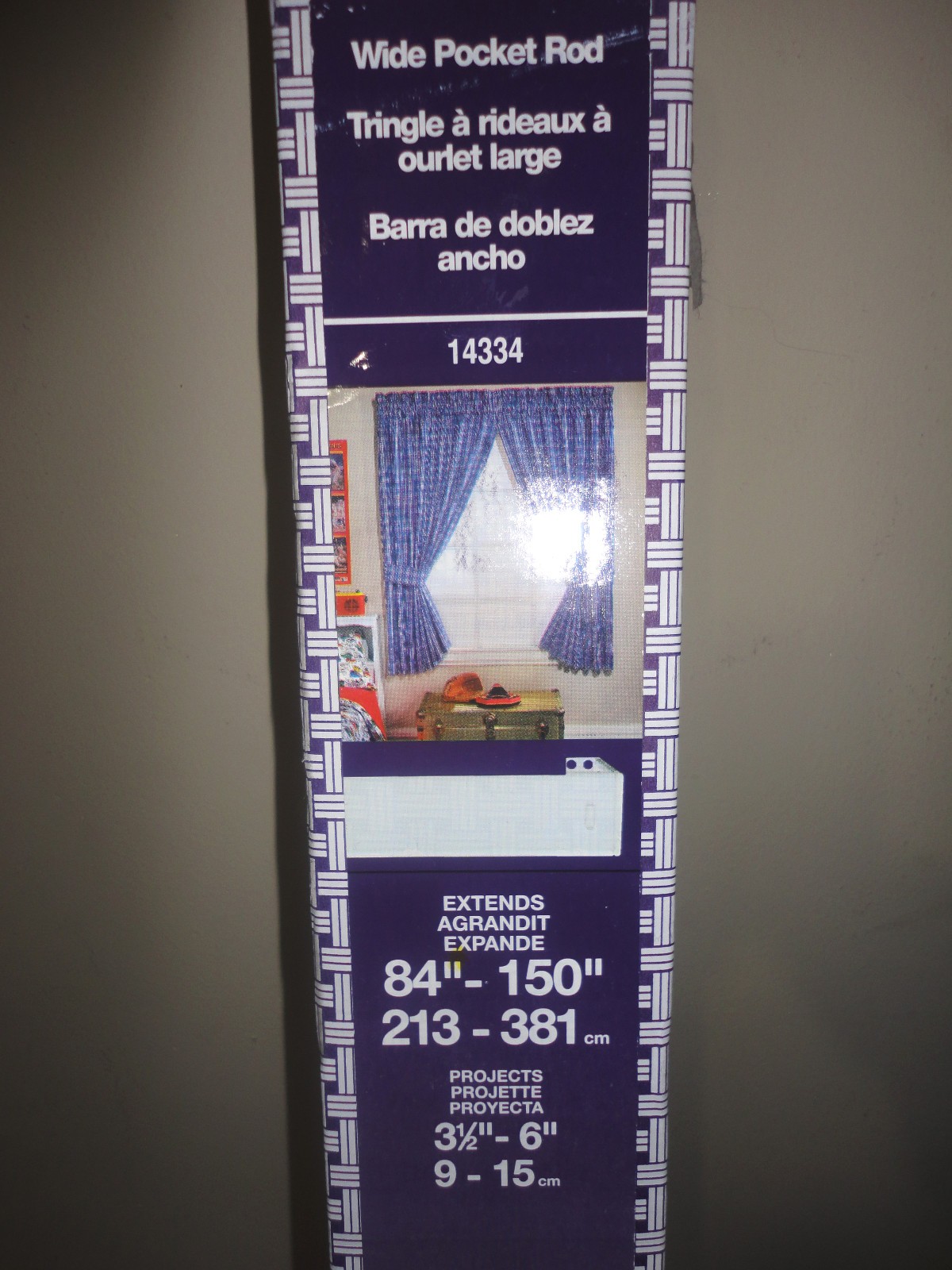 DESIGNERS GUILD 84″-150″ L WHITE WIDE POCKET CURTAIN ROD, PROJECTS 3-1/2″-6″~NEW