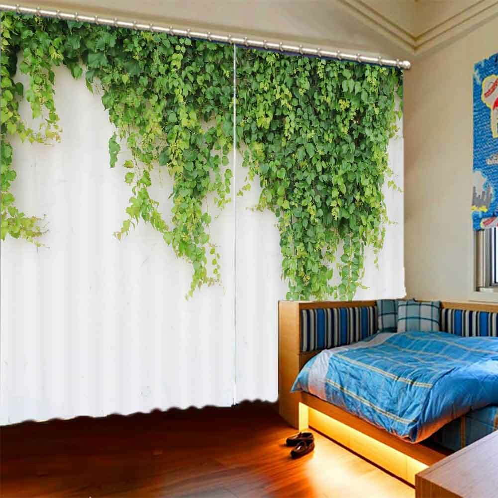 Money Plant On Great Wall 3D Blockout Photo Print Curtain Fabric Curtains Window