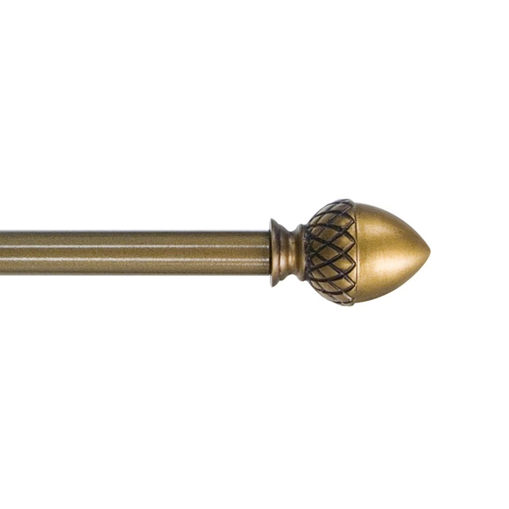 Adjustable Tension Curtain Rod 28 to 48 Inches Antique Brass Finish 1/2 Inch