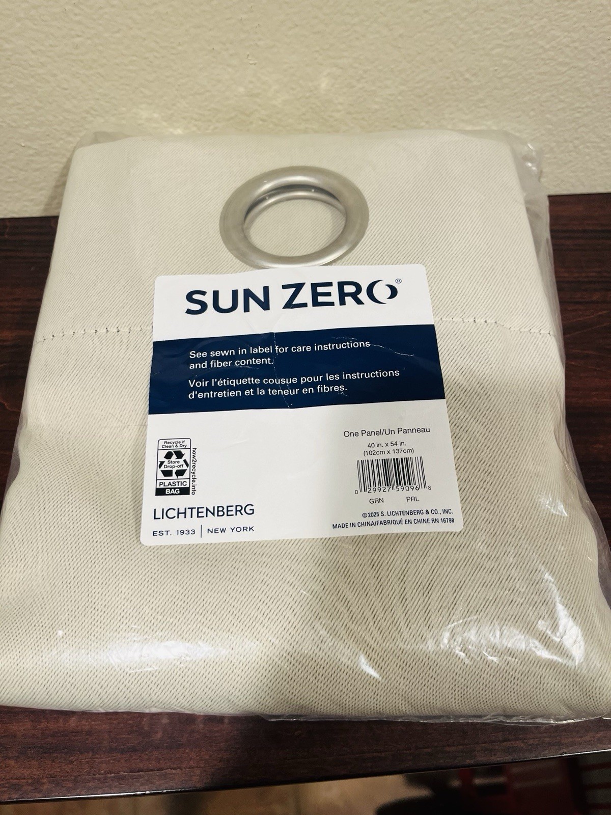 Sun Zero Lichtenberg blackout curtain panel grommets 40 x 54in Pearl polyester