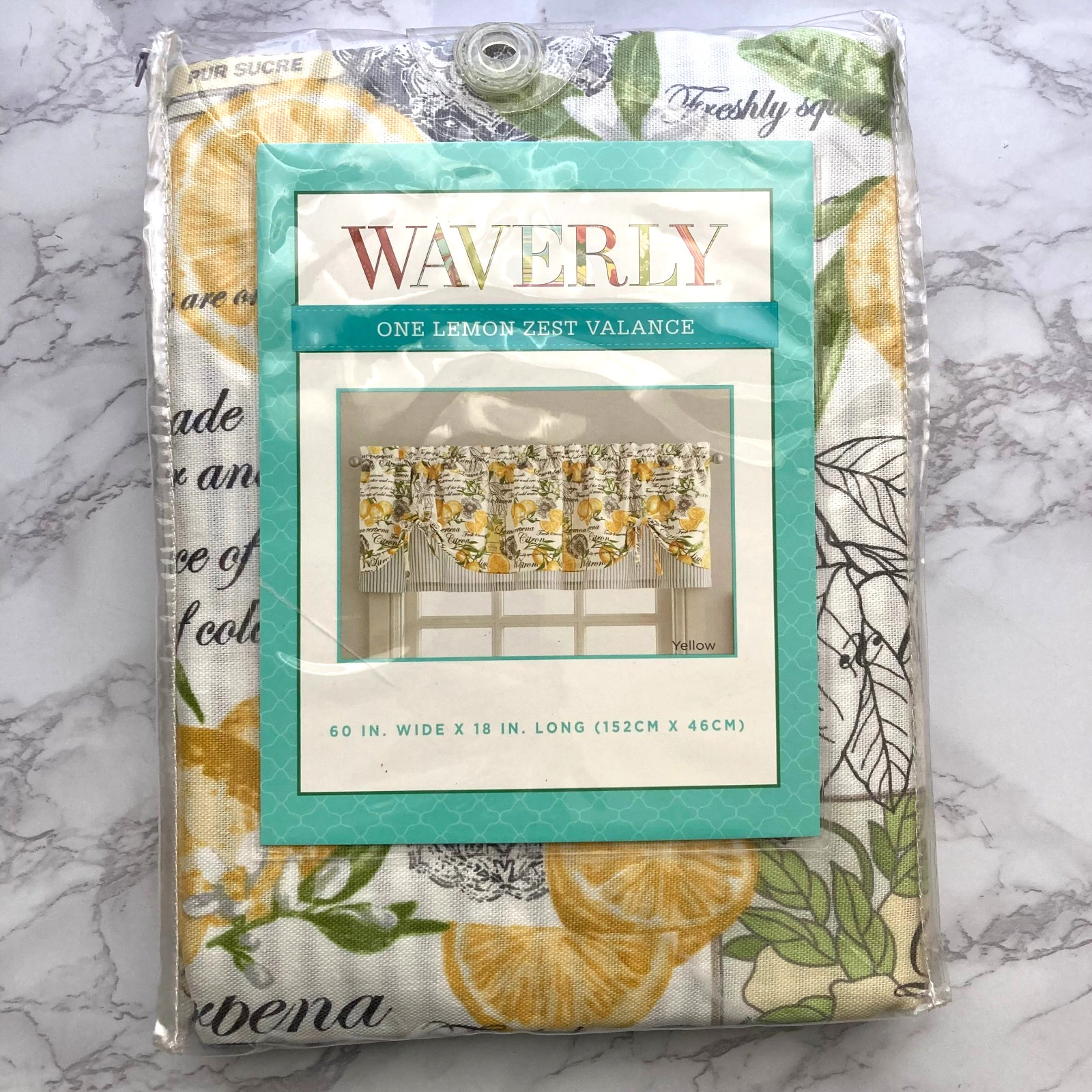 Waverly Lemon Zest Valance Curtain 60 in x 18 in | 152 cm x 46 cm | Cotton/Poly