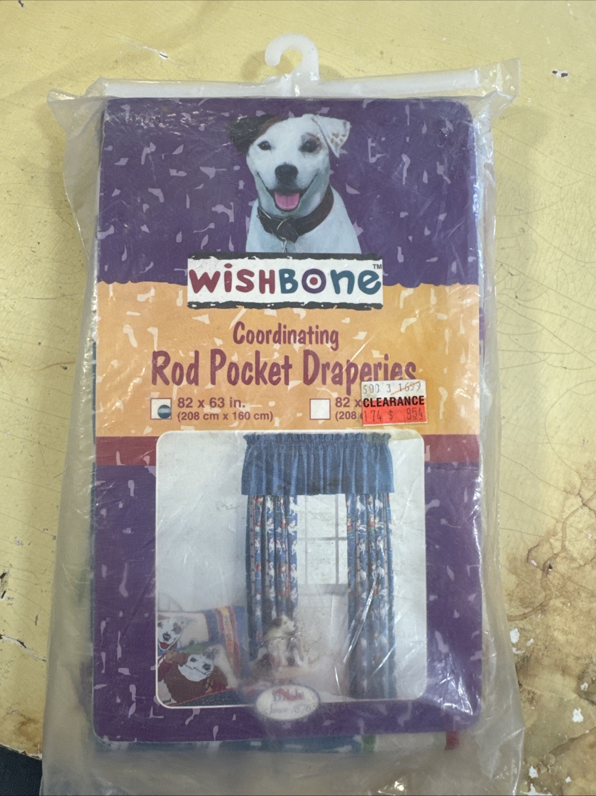 Vintage Coordinating Wishbone Rod Pocket Draperies 82 X 63 in. NOS