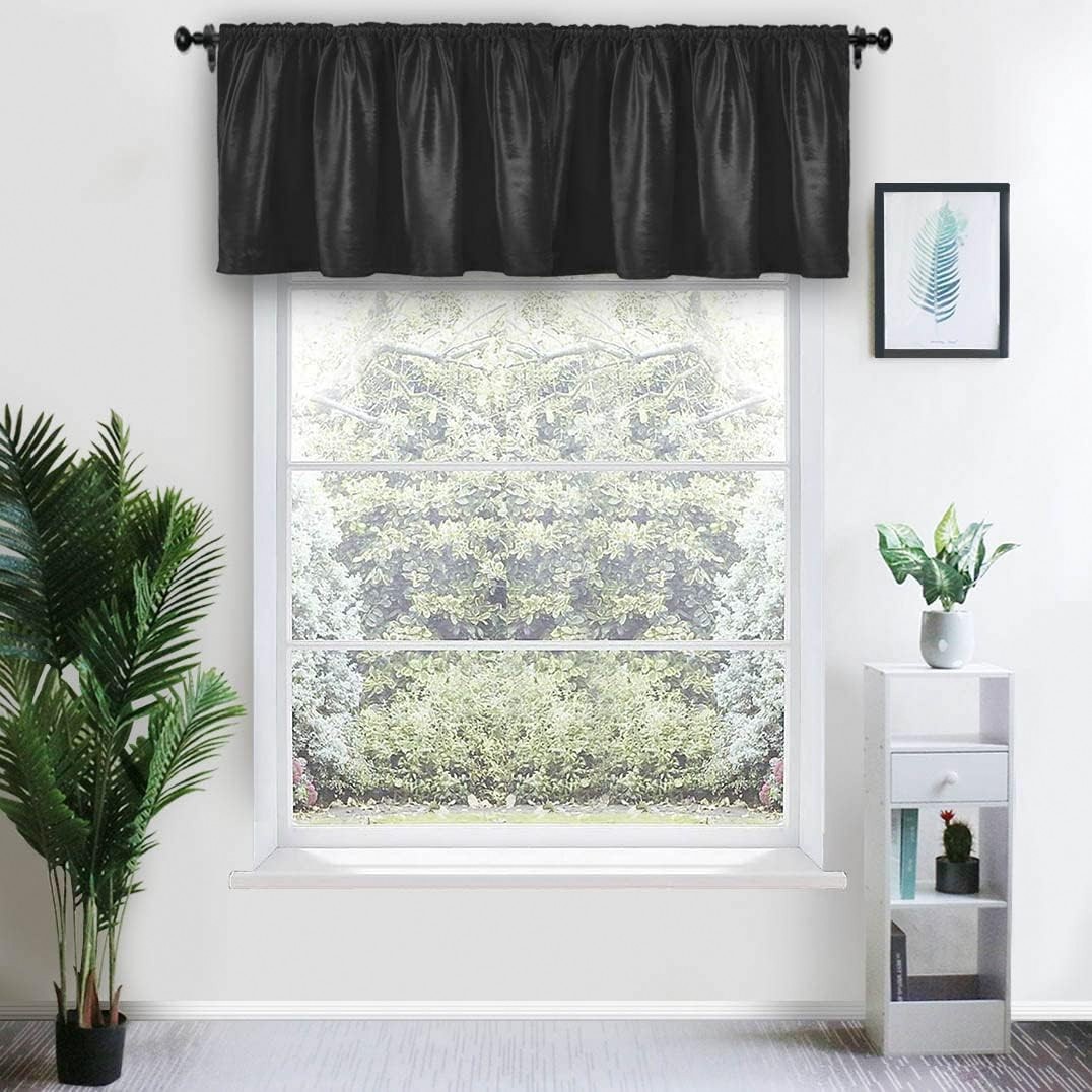 Black Velvet Window Valance 52 x 18 Inch Rod Pocket 1 Panel