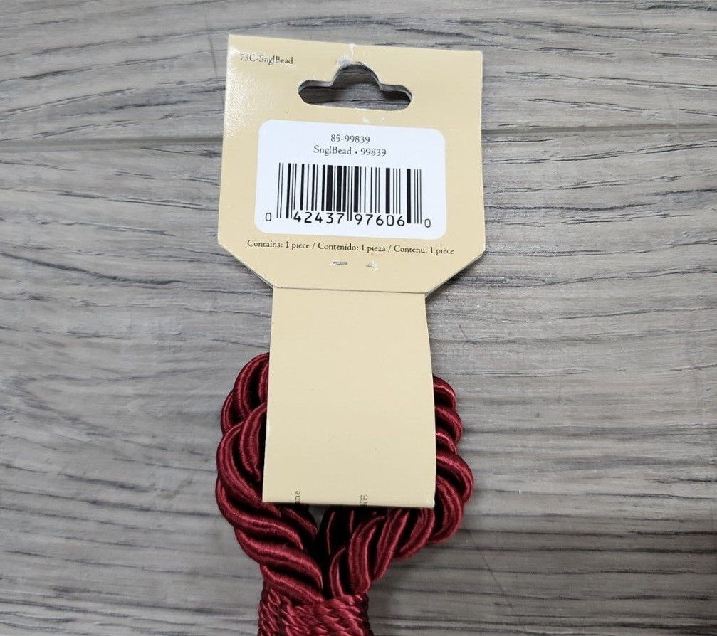 Allen + Roth & Unbranded Burgundy Curtain Drape Tieback – 2 pc