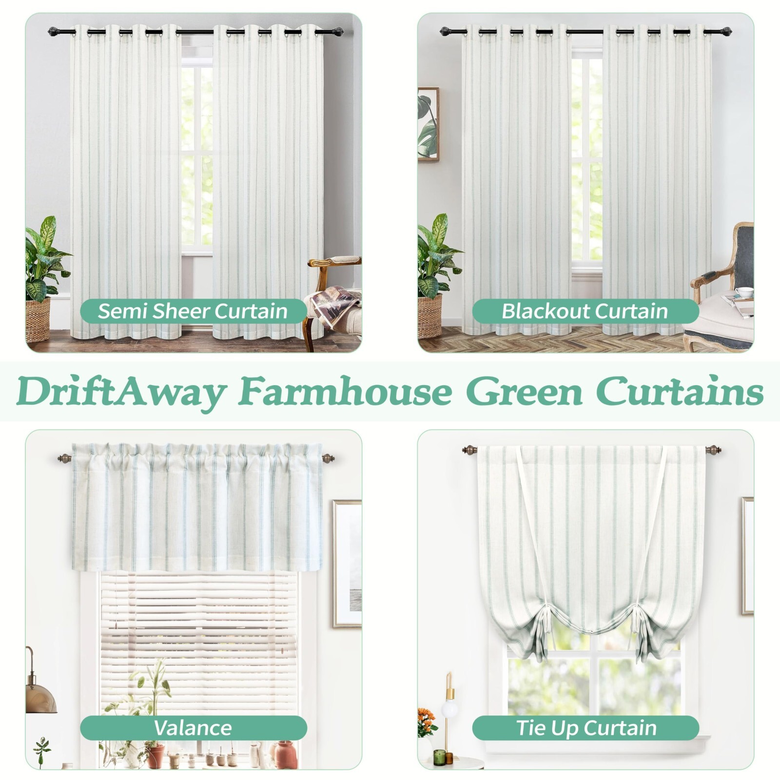 2 Panels Farmhouse Vertical Striped Linen Blackout Curtain Thermal Grommet Drape