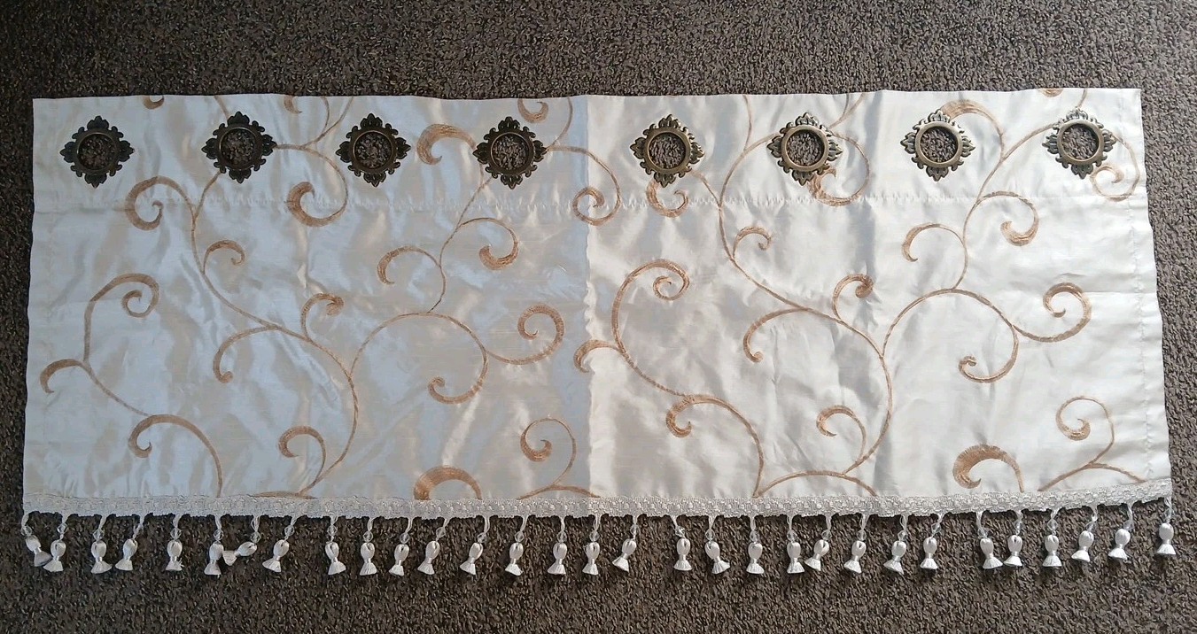 JCP Royal Velvet Embroidery Grommet 4 Valance 50 X 18 Ivory & Gold