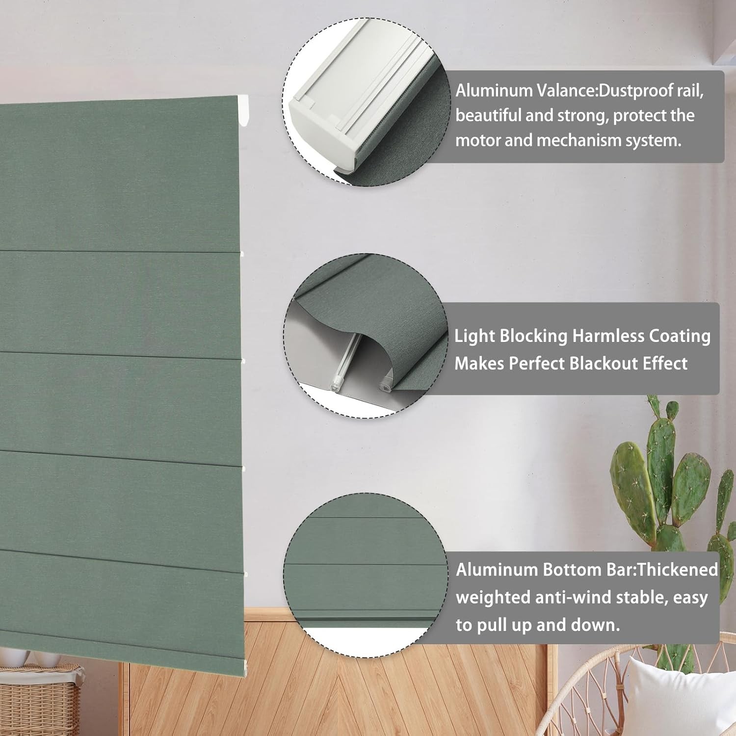 Changshade CUSTOM SIZE Window Blinds Cordless Roman Shades Roller Blinds