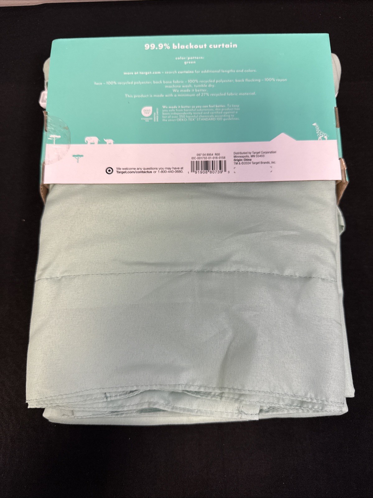 Pillowfort 99.9% Blackout Curtain Panel 42 x 84 Green Ruffle Tiered Rod Pocket