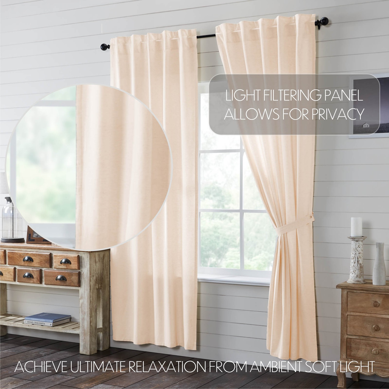Panels Simple Life Flax Natural Farmhouse 96×40 Set of 2 Curtain VHC Brands